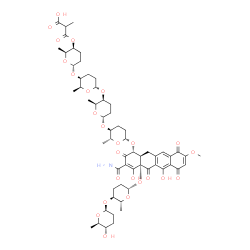 ChemSpider 2D Image | 3-{[(2S,3S,6S)-6-{[(2S,3S,6S)-6-{[(2S,3S,6S)-6-{[(2R,3S,6S)-6-{[(1R,4aS,12aR)-3-Carbamoyl-4,6-dihydroxy-4a-{[(2S,5S,6R)-5-{[(2S,5S,6R)-5-hydroxy-6-methyltetrahydro-2H-pyran-2-yl]oxy}-6-methyltetrahydr
o-2H-pyran-2-yl]oxy}-9-methoxy-2,5,7,10-tetraoxo-1,2,4a,5,7,10,12,12a-octahydro-1-tetracenyl]oxy}-2-methyltetrahydro-2H-pyran-3-yl]oxy}-2-methyltetrahydro-2H-pyran-3-yl]oxy}-2-methyltetrahydro-2H-pyra
n-3-yl]oxy}-2-methyltetrahydro-2H-pyran-3-yl]oxy}-2-methyl-3-oxopropanoic acid | C60H79NO25