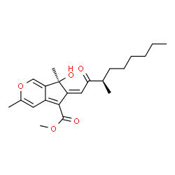 ChemSpider 2D Image | Methyl (6Z,7S)-7-hydroxy-3,7-dimethyl-6-[(3R)-3-methyl-2-oxononylidene]-6,7-dihydrocyclopenta[c]pyran-5-carboxylate | C22H30O5