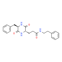ChemSpider 2D Image | 3-[(2S,5R)-5-Benzyl-3,6-dioxo-2-piperazinyl]-N-(2-phenylethyl)propanamide | C22H25N3O3