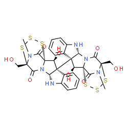 ChemSpider 2D Image | (1S,1'S,2S,2'S,3S,3'S,11R,11'R,14S,14'S)-2,2'-Dihydroxy-14,14'-bis(hydroxymethyl)-19,19'-dimethyl-3,3'-bi(15,16,17-trithia-10,12,19-triazapentacyclo[12.3.2.0~1,12~.0~3,11~.0~4,9~]nonadecane)-4,4',6,6'
,8,8'-hexaene-13,13',18,18'-tetrone | C30H28N6O8S6