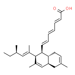 ChemSpider 2D Image | (2E,4E,6E)-7-{(1S,2R,4aR,8aR)-3,6-Dimethyl-2-[(2E,4R)-4-methyl-2-hexen-2-yl]-1,2,4a,5,8,8a-hexahydro-1-naphthalenyl}-2,4,6-heptatrienoic acid | C26H36O2