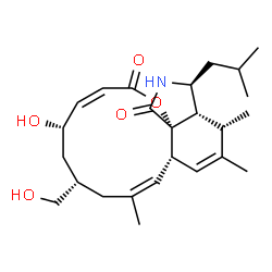ChemSpider 2D Image | (3Z,5S,7S,9Z,10aS,13aS,14S,16aS)-5-Hydroxy-7-(hydroxymethyl)-14-isobutyl-9,12,13-trimethyl-6,7,8,10a,13,13a,14,15-octahydro-2H-oxacyclododecino[2,3-d]isoindole-2,16(5H)-dione | C25H37NO5