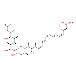 ChemSpider 2D Image | (3S,4Z,6E,8Z,10E,12Z,14S,15S,16S)-16-{(2S,3S,5S,6R,8S,9R,10R)-5,10-Dihydroxy-8-[(2R,3S,4S,6E)-3-hydroxy-4,6-dimethyl-6-octen-2-yl]-3,9-dimethyl-1,7-dioxaspiro[5.5]undec-2-yl}-15-hydroxy-3-methoxy-14-m
ethyl-4,6,8,10,12-heptadecapentaenoic acid | C40H64O9