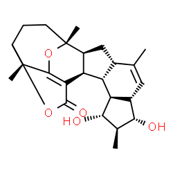 ChemSpider 2D Image | (1R,2S,7S,8S,9S,10R,11S,12S,13R,18S)-8,10-Dihydroxy-1,5,9,18-tetramethyl-16,20-dioxahexacyclo[15.3.2.0~2,13~.0~4,12~.0~7,11~.0~14,19~]docosa-5,14(19)-dien-15-one | C24H32O5