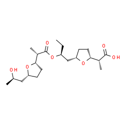 ChemSpider 2D Image | (2R)-2-{(2R,5S)-5-[(2S)-2-{[(2S)-2-{(2S,5R)-5-[(2R)-2-Hydroxypropyl]tetrahydro-2-furanyl}propanoyl]oxy}butyl]tetrahydro-2-furanyl}propanoic acid | C21H36O7