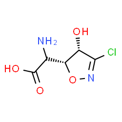 ChemSpider 2D Image | (2S)-Amino[(4S,5R)-3-chloro-4-hydroxy-4,5-dihydro-1,2-oxazol-5-yl]acetic acid | C5H7ClN2O4