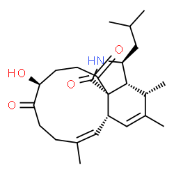 ChemSpider 2D Image | (3S,3aR,6aS,7Z,12S,15aS)-12-Hydroxy-3-isobutyl-4,5,8-trimethyl-3,3a,4,6a,9,10,13,14-octahydro-1H-cycloundeca[d]isoindole-1,11,15(2H,12H)-trione | C24H35NO4