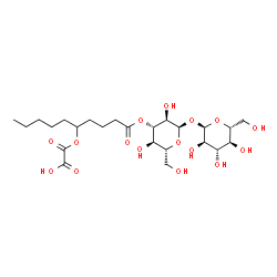 ChemSpider 2D Image | alpha-D-Glucopyranosyl 3-O-{5-[(carboxycarbonyl)oxy]decanoyl}-alpha-D-glucopyranoside | C24H40O16