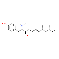 ChemSpider 2D Image | 4-[(2S,3R,6E,8R,10R)-2-(Dimethylamino)-3-hydroxy-8,10-dimethyl-6-dodecen-1-yl]phenol | C22H37NO2