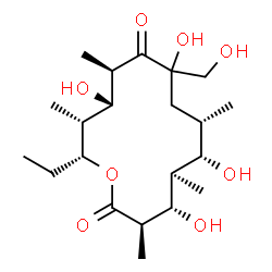 ChemSpider 2D Image | (3R,4S,5R,6S,7S,11R,12S,13R,14R)-14-Ethyl-4,6,9,12-tetrahydroxy-9-(hydroxymethyl)-3,5,7,11,13-pentamethyloxacyclotetradecane-2,10-dione (non-preferred name) | C21H38O8