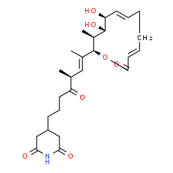 ChemSpider 2D Image | 4-{(5S,6E)-7-[(2R,3S,4S,5S,6E,10E)-4,5-Dihydroxy-3-methyl-12-oxooxacyclododeca-6,10-dien-2-yl]-5-methyl-4-oxo-6-octen-1-yl}-2,6-piperidinedione | C26H37NO7