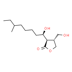 ChemSpider 2D Image | (3R,4R)-4-(Hydroxymethyl)-3-[(1R)-1-hydroxy-6-methyloctyl]dihydro-2(3H)-furanone | C14H26O4