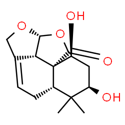 ChemSpider 2D Image | (4aS,6R,8S,8aR,10aR,10bS)-6,8-Dihydroxy-5,5-dimethyl-4,4a,5,6,7,8,10a,10b-octahydro-2H-benzo[e]furo[2,3,4-cd][2]benzofuran-9-one | C15H20O5