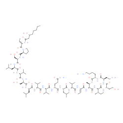 ChemSpider 2D Image | 1-{(2Z)-2-[(3-Hydroxyoctanoyl)amino]-2-butenoyl}-L-prolyl-D-seryl-D-leucyl-D-valyl-D-seryl-D-leucyl-D-valyl-L-valyl-D-glutaminyl-L-leucyl-N-[(2Z)-1-{[(3S,6R,9S,12S,15R,16R)-3-(4-aminobutyl)-6-(2-amino
ethyl)-12-[(2S)-2-butanyl]-9-(2-hydroxyethyl)-16-methyl-2,5,8,11,14-pentaoxo-1-oxa-4,7,10,13-tetraazacyclohexadecan-15-yl]amino}-1-oxo-2-buten-2-yl]-D-valinamide | C94H163N21O25