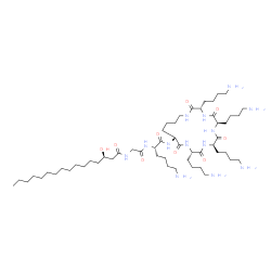 ChemSpider 2D Image | N-[(3R)-3-Hydroxyhexadecanoyl]glycyl-N-[(3S,6R,9R,12S,15R)-3,6,9,12-tetrakis(4-aminobutyl)-2,5,8,11,14-pentaoxo-1,4,7,10,13-pentaazacyclononadecan-15-yl]-L-lysinamide | C54H105N13O9