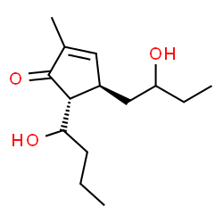 ChemSpider 2D Image | (4R,5R)-5-[(1R)-1-Hydroxybutyl]-4-(2-hydroxybutyl)-2-methyl-2-cyclopenten-1-one | C14H24O3