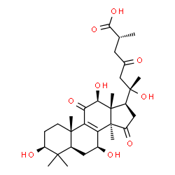 ChemSpider 2D Image | (3beta,7beta,12beta,25R)-3,7,12,20-Tetrahydroxy-11,15,23-trioxolanost-8-en-26-oic acid | C30H44O9