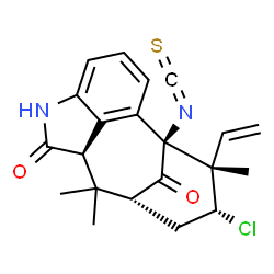 ChemSpider 2D Image | (2S,3S,4R,6R,8R)-4-Chloro-2-isothiocyanato-3,7,7-trimethyl-3-vinyl-10-azatetracyclo[6.6.1.1~2,6~.0~11,15~]hexadeca-1(15),11,13-triene-9,16-dione | C21H21ClN2O2S