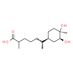 ChemSpider 2D Image | (5E)-6-[(1S,3S,4R)-3,4-Dihydroxy-4-methylcyclohexyl]-2-methyl-5-heptenoic acid | C15H26O4