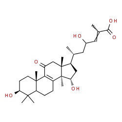 ChemSpider 2D Image | (3beta,5xi,15alpha,24E)-3,15,23-Trihydroxy-11-oxolanosta-8,24-dien-26-oic acid | C30H46O6