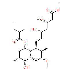 ChemSpider 2D Image | Methyl (3S,5S)-3,5-dihydroxy-7-{(1S,2R,3S,5R,6R,8S,8aR)-5-hydroxy-3-methoxy-2,6-dimethyl-8-[(2-methylbutanoyl)oxy]-1,2,3,5,6,7,8,8a-octahydro-1-naphthalenyl}heptanoate | C26H44O8