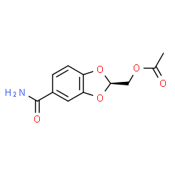 ChemSpider 2D Image | [(2R)-5-Carbamoyl-1,3-benzodioxol-2-yl]methyl acetate | C11H11NO5