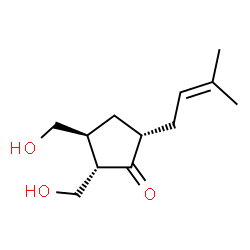 ChemSpider 2D Image | (2S,3S,5S)-2,3-Bis(hydroxymethyl)-5-(3-methyl-2-buten-1-yl)cyclopentanone | C12H20O3