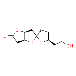 ChemSpider 2D Image | (2S,3a'S,5S,6a'S)-5-(2-Hydroxyethyl)hexahydro-3H,5'H-spiro[furan-2,2'-furo[3,2-b]furan]-5'-one | C11H16O5