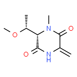 ChemSpider 2D Image | (6S)-6-[(1R)-1-Methoxyethyl]-1-methyl-3-methylene-2,5-piperazinedione | C9H14N2O3
