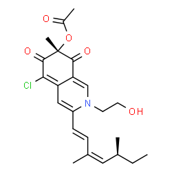 ChemSpider 2D Image | (7R)-5-Chloro-3-[(1E,3Z,5S)-3,5-dimethyl-1,3-heptadien-1-yl]-2-(2-hydroxyethyl)-7-methyl-6,8-dioxo-2,6,7,8-tetrahydro-7-isoquinolinyl acetate | C23H28ClNO5