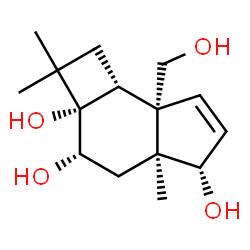 ChemSpider 2D Image | (2aS,3S,4aS,5S,7aS,7bR)-7a-(Hydroxymethyl)-2,2,4a-trimethyl-1,2,3,4,4a,5,7a,7b-octahydro-2aH-cyclobuta[e]indene-2a,3,5-triol | C15H24O4