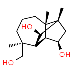 ChemSpider 2D Image | (1S,2S,6S,9S,11R)-6-(Hydroxymethyl)-2,6,9-trimethyltricyclo[5.4.0.0~2,9~]undecane-8,11-diol | C15H26O3