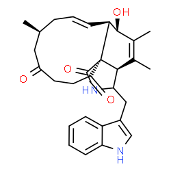 ChemSpider 2D Image | (3aR,6S,6aR,7E,10S,15aR)-6-Hydroxy-3-(1H-indol-3-ylmethyl)-4,5,10-trimethyl-2,3,3a,6,6a,9,10,11,13,14-decahydro-1H-cycloundeca[d]isoindole-1,12,15-trione | C29H34N2O4