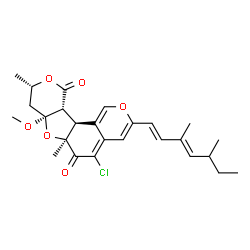ChemSpider 2D Image | (6aS,7aS,9S,11aR,11bS)-5-Chloro-3-[(1E,3E)-3,5-dimethyl-1,3-heptadien-1-yl]-7a-methoxy-6a,9-dimethyl-6a,7a,8,9,11a,11b-hexahydro-6H,11H-pyrano[3',4':4,5]furo[2,3-h]isochromene-6,11-dione | C26H31ClO6