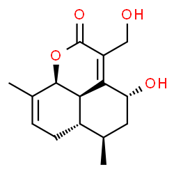 ChemSpider 2D Image | (4R,6R,6aS,9aS,9bR)-4-Hydroxy-3-(hydroxymethyl)-6,9-dimethyl-5,6,6a,7,9a,9b-hexahydrobenzo[de]chromen-2(4H)-one | C15H20O4