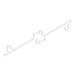 ChemSpider 2D Image | 9,10,11,20,21,22-Hexahydroxy-3-(20-hydroxy-14-{[3,4,5-trihydroxy-6-(hydroxymethyl)tetrahydro-2H-pyran-2-yl]oxy}henicosyl)-14-(18-hydroxy-12-{[3,4,5-trihydroxy-6-(hydroxymethyl)tetrahydro-2H-pyran-2-yl
]oxy}nonadecyl)-2,6,13,17,23,24-hexaoxatricyclo[17.3.1.1~8,12~]tetracosane-5,16-dione (non-preferred name) | C70H128O28