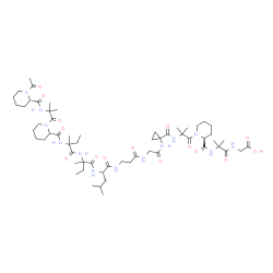 ChemSpider 2D Image | N-{[1-(N-{[(2S)-1-Acetyl-2-piperidinyl]carbonyl}-2-methylalanyl)-2-piperidinyl]carbonyl}isovalylisovalyl-L-leucyl-beta-alanyl-N-[1-({1-[(2S)-2-({1-[(carboxymethyl)amino]-2-methyl-1-oxo-2-propanyl}carb
amoyl)-1-piperidinyl]-2-methyl-1-oxo-2-propanyl}carbamoyl)cyclopropyl]glycinamide | C59H97N13O15