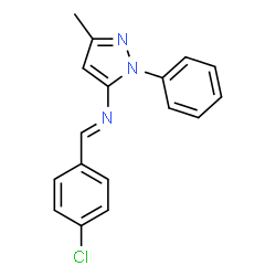 ChemSpider 2D Image | (E)-1-(4-Chlorophenyl)-N-(3-methyl-1-phenyl-1H-pyrazol-5-yl)methanimine | C17H14ClN3