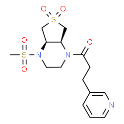 ChemSpider 2D Image | 1-[(4aR,7aS)-4-(Methylsulfonyl)-6,6-dioxidohexahydrothieno[3,4-b]pyrazin-1(2H)-yl]-3-(3-pyridinyl)-1-propanone | C15H21N3O5S2