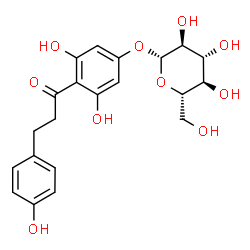 ChemSpider 2D Image | 3,5-Dihydroxy-4-[3-(4-hydroxyphenyl)propanoyl]phenyl beta-L-glucopyranoside | C21H24O10