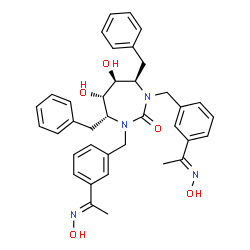 ChemSpider 2D Image | (4R,5S,6S,7R)-4,7-Dibenzyl-5,6-dihydroxy-1,3-bis{3-[(1E)-N-hydroxyethanimidoyl]benzyl}-1,3-diazepan-2-one | C37H40N4O5