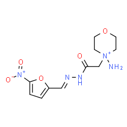ChemSpider 2D Image | 4-Amino-4-(2-{(2E)-2-[(5-nitro-2-furyl)methylene]hydrazino}-2-oxoethyl)morpholin-4-ium | C11H16N5O5