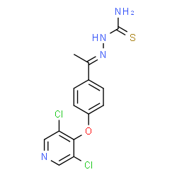 ChemSpider 2D Image | (2E)-2-(1-{4-[(3,5-Dichloro-4-pyridinyl)oxy]phenyl}ethylidene)hydrazinecarbothioamide | C14H12Cl2N4OS