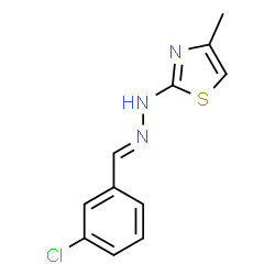 ChemSpider 2D Image | 2-[(2E)-2-(3-Chlorobenzylidene)hydrazino]-4-methyl-1,3-thiazole | C11H10ClN3S
