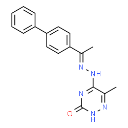 ChemSpider 2D Image | 5-{(2E)-2-[1-(4-Biphenylyl)ethylidene]hydrazino}-6-methyl-1,2,4-triazin-3(2H)-one | C18H17N5O