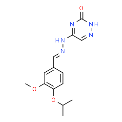 ChemSpider 2D Image | 5-[(2E)-2-(4-Isopropoxy-3-methoxybenzylidene)hydrazino]-1,2,4-triazin-3(2H)-one | C14H17N5O3