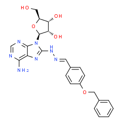 ChemSpider 2D Image | 8-{(2E)-2-[4-(Benzyloxy)benzylidene]hydrazino}-9-(beta-L-ribofuranosyl)-9H-purin-6-amine | C24H25N7O5