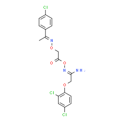 ChemSpider 2D Image | (1Z)-N'-[2-({(E)-[1-(4-Chlorophenyl)ethylidene]amino}oxy)acetoxy]-2-(2,4-dichlorophenoxy)ethanimidamide | C18H16Cl3N3O4