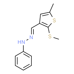 ChemSpider 2D Image | (1E)-1-{[5-Methyl-2-(methylsulfanyl)-3-thienyl]methylene}-2-phenylhydrazine | C13H14N2S2