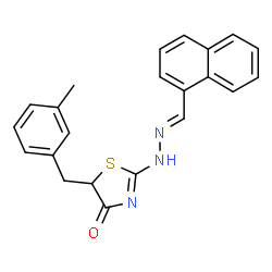ChemSpider 2D Image | 5-(3-Methylbenzyl)-2-[(2E)-2-(1-naphthylmethylene)hydrazino]-1,3-thiazol-4(5H)-one | C22H19N3OS